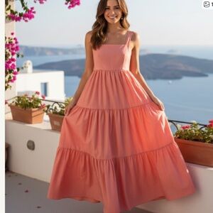 J. CREW Sleeveless Tiered Maxi Dress Salmon Pink Size 4